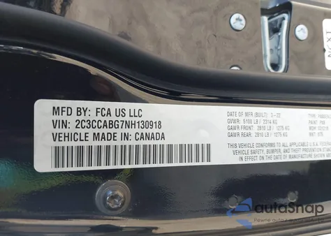 2022 Chrysler 300 S z USA, uszkodzony, nr VIN 2C3CCABG7NH130918